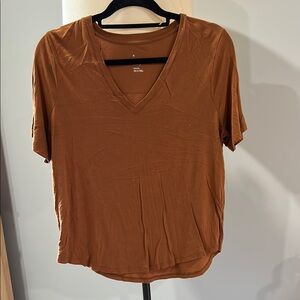 Brown V-Neck Women's Top